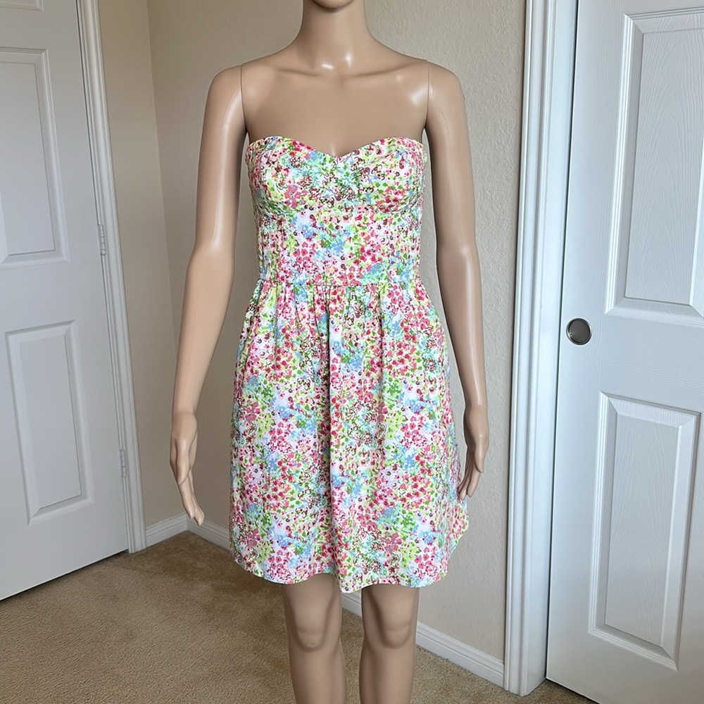96% Cotton VICTORIA’s SECRET Floral Dress with Pink and Green Accents Sz-8 - Picture 4 of 12